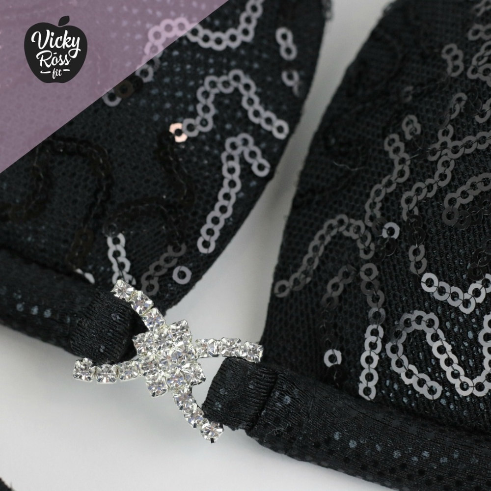 Black Sequin Competition Posing Bikini For Women - image 5